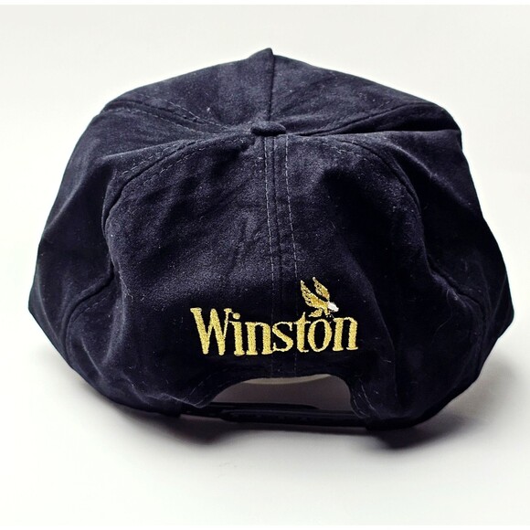 VTG Winston Hat Nascar Racing The Wrap Mens Snapback Plush Fabric Blk 90s EUC! - Picture 6 of 13